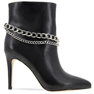 BCBG Hardia Chain Strap Biker Heel Booties Boots Chic and Trendy Size 10